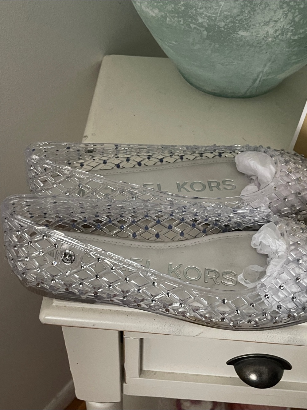 Michael Kors Clear Jelly Flats with Silver Stud Detail - Picture 4 of 10